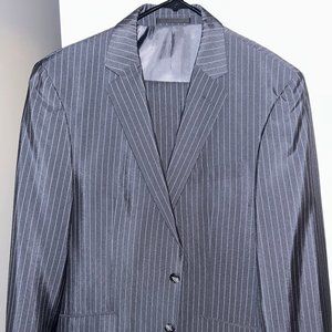 Men's 40R Grey Pinstriped Suit